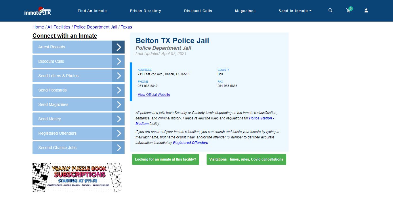 Belton TX Police Jail & Inmate Search - Belton, TX